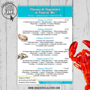 flyer alcyon antibes, restaurant à antibes. un homard et un fond en bois